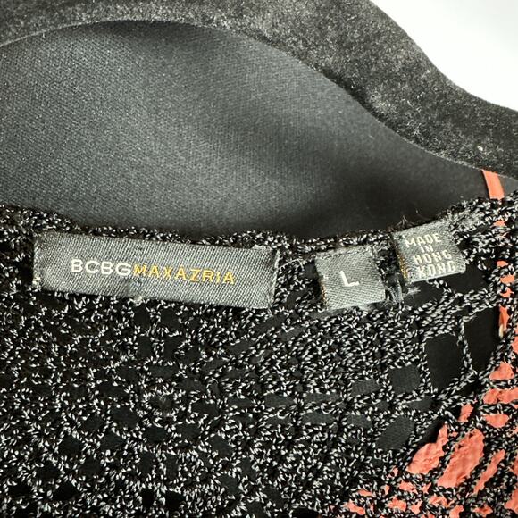 VTG Y2k BCBG Maxazria Loose Knit Crochet Short Cardigan Size L Black Whimsigoth - Picture 8 of 9